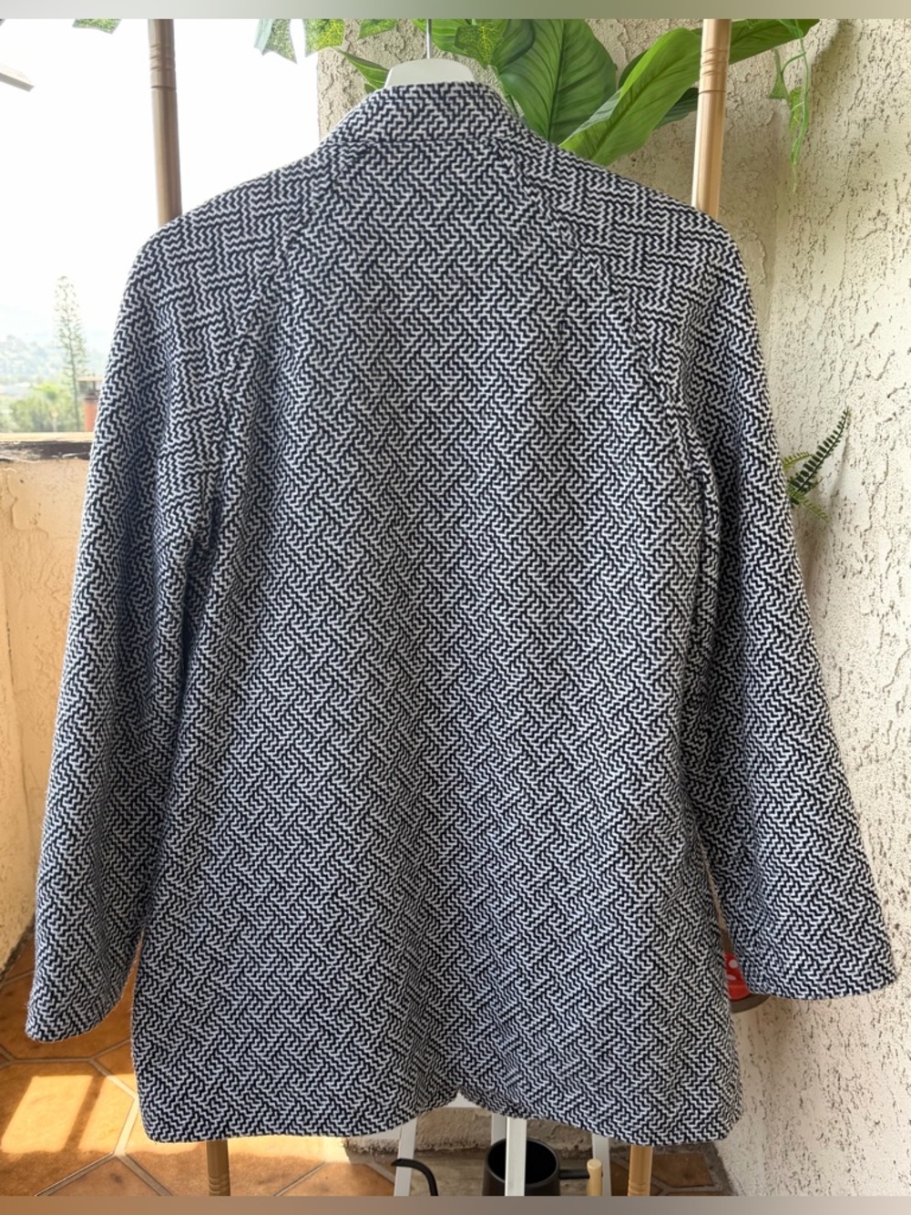 Tulle Navy and White Patterned Pea Coat - Picture 8 of 14